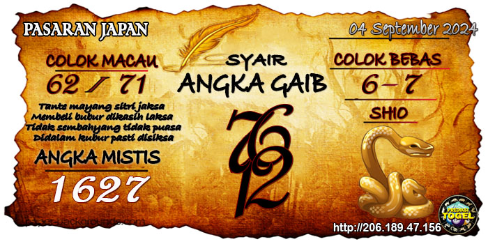 Prediksi Togel Japan Rabu 04 September 2024