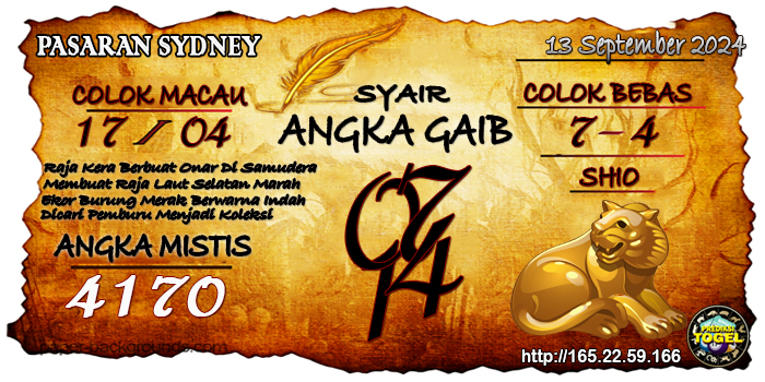 Prediksi Togel Sydney Jumat 13 September 2024