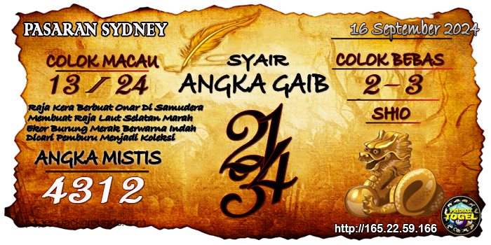 Prediksi Togel Sydney Senin 16 September 2024