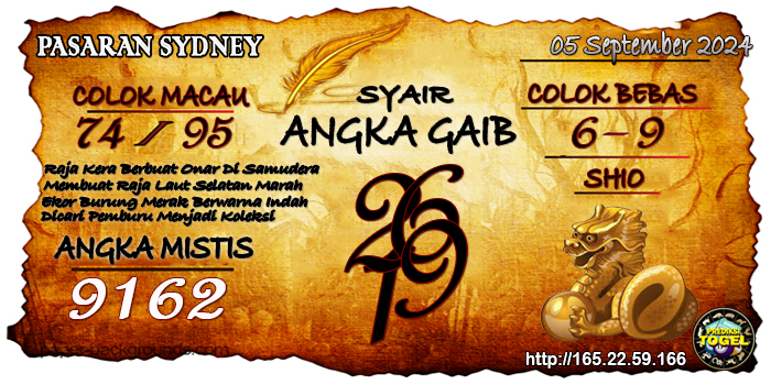 Prediksi Togel Sydney Kamis 05 September 2024