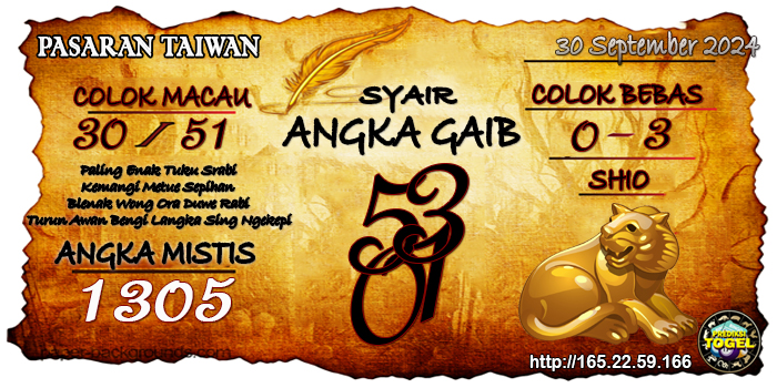 Prediksi Togel Taiwan Senin 30 September 2024