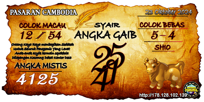 Prediksi Togel Cambodia Rabu 23 Oktober 2024