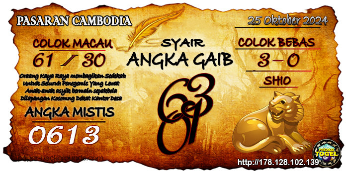 Prediksi Togel Cambodia Jumat 25 Oktober 2024