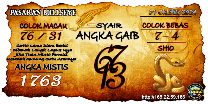 Prediksi Togel Bullseye Jumat 04 Oktober 2024