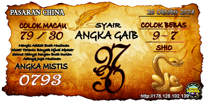  Prediksi Togel China Sabtu 26 Oktober 2024