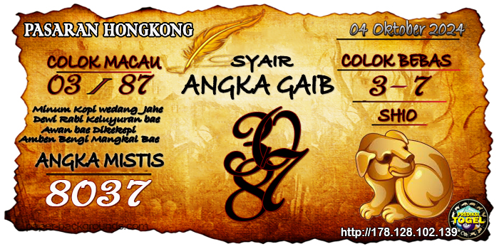  Prediksi Togel Hongkong Jumat 04 Oktober 2024