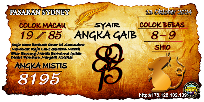 Prediksi Togel Sydney Minggu 13 Oktober 2024