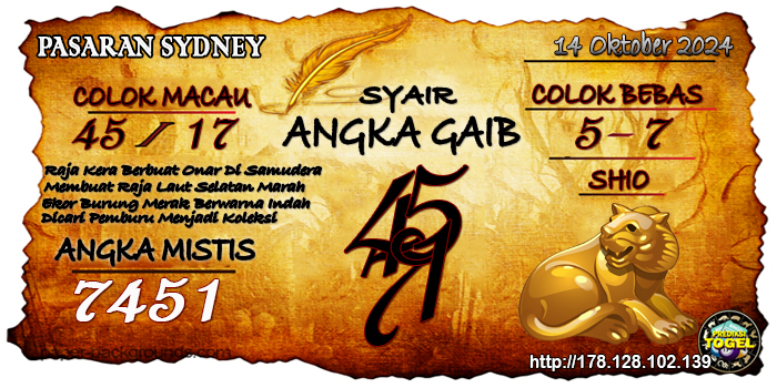 Prediksi Togel Sydney Senin 14 Oktober 2024