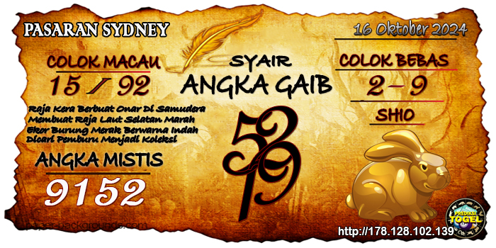 Prediksi Togel Sydney Rabu 16 Oktober 2024