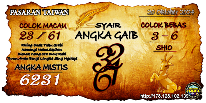 Prediksi Togel Taiwan Minggu 20 Oktober 2024