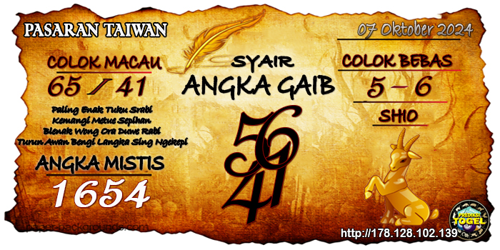 Prediksi Togel Taiwan Senin 07 Oktober 2024