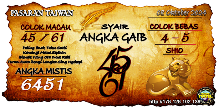 Prediksi Togel Taiwan Selasa 08 Oktober 2024