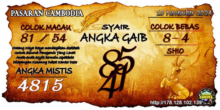 Prediksi Togel Cambodia Minggu 10 November 2024