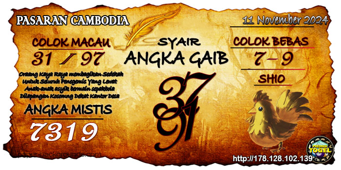 Prediksi Togel Cambodia Senin 11 November 2024