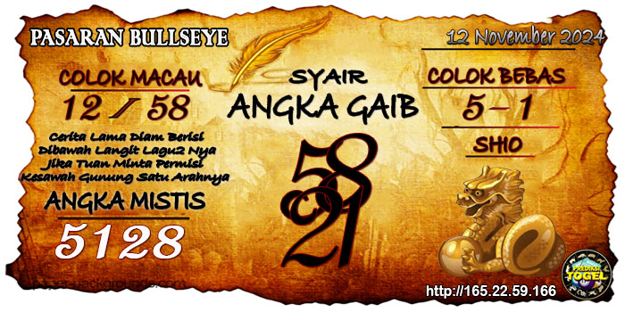 Prediksi Togel Bullseye Selasa 12 November 2024