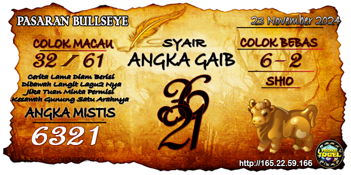 Prediksi Togel Bullseye Sabtu 23 November 2024