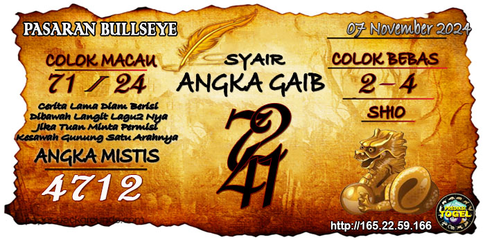 Prediksi Togel Bullseye Kamis 07 November 2024