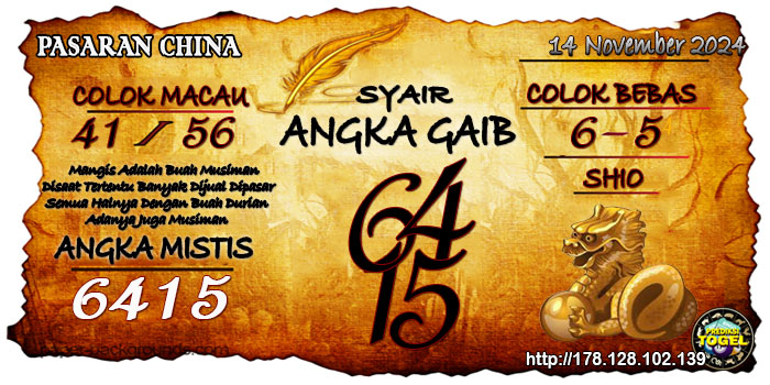 Prediksi Togel China Kamis 14 November 2024