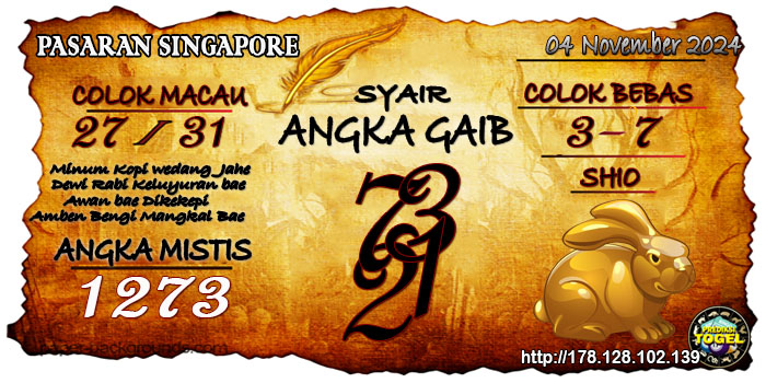 Prediksi Togel Singapore Senin 04 November 2024