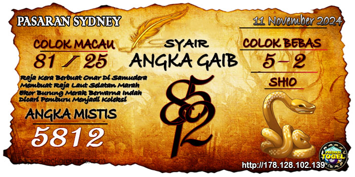 Prediksi Togel Sydney Senin 11 November 2024