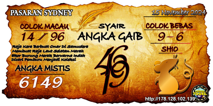 Prediksi Togel Sydney Jumat 15 November 2024