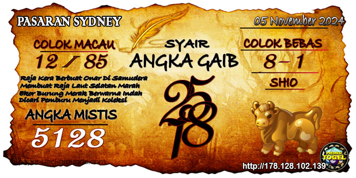 Prediksi Togel Sydney Selasa 05 November 2024