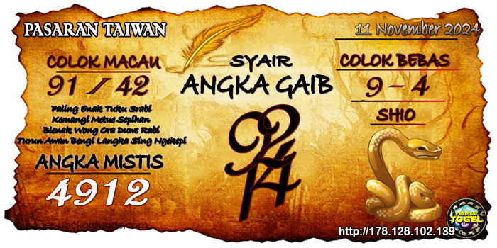 Prediksi Togel Taiwan Senin 11 November 2024