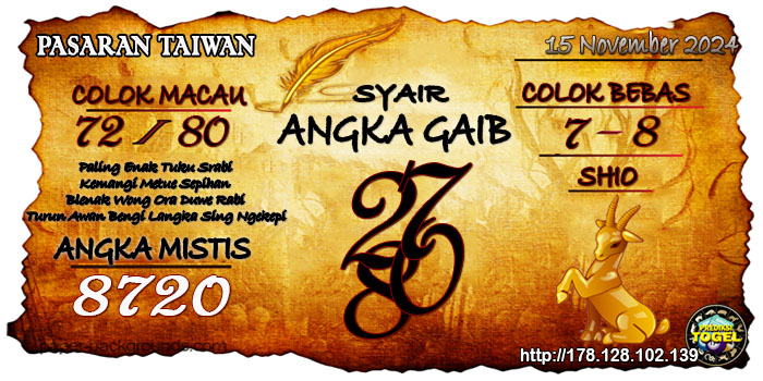 Prediksi Togel Taiwan Jumat 15 November 2024