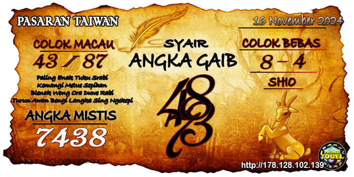 Prediksi Togel Taiwan Sabtu 16 November 2024