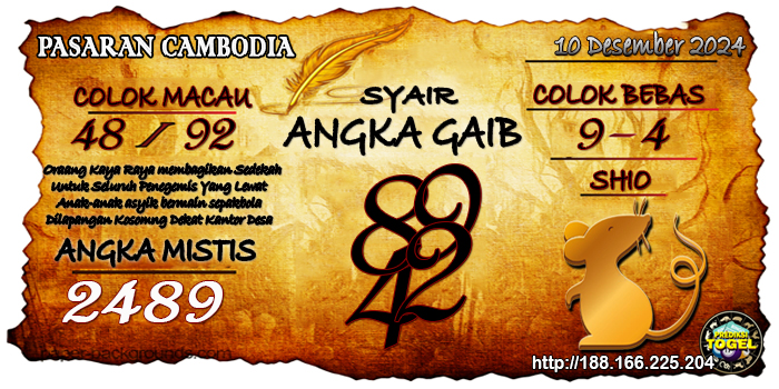  Prediksi Togel Cambodia Selasa 10 Desember 2024