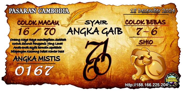 Prediksi Togel Cambodia Rabu 18 Desember 2024