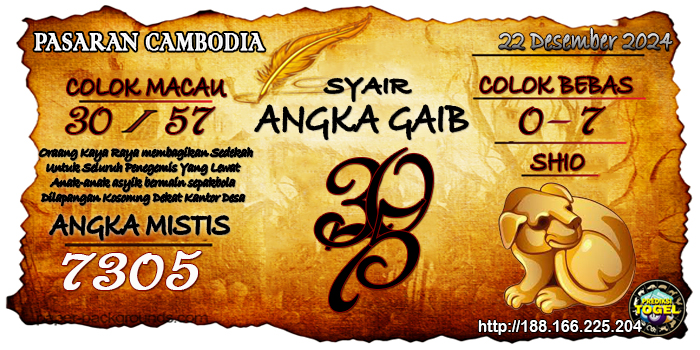 Prediksi Togel Cambodia Minggu 22 Desember 2024