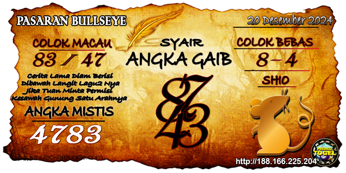 Prediksi Togel Bullseye Jumat 20 Desember 2024