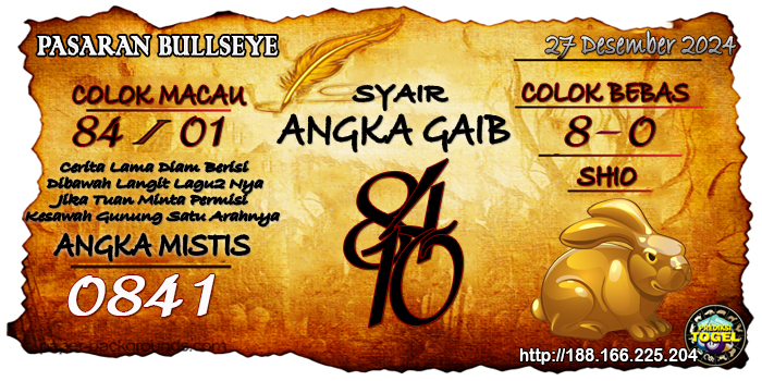 Prediksi Togel Bullseye Jumat 27 Desember 2024