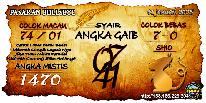 Prediksi Togel Bullseye Rabu 01 Januari 2025