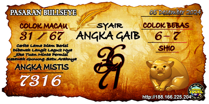  Prediksi Togel Bullseye Kamis 05 Desember 2024