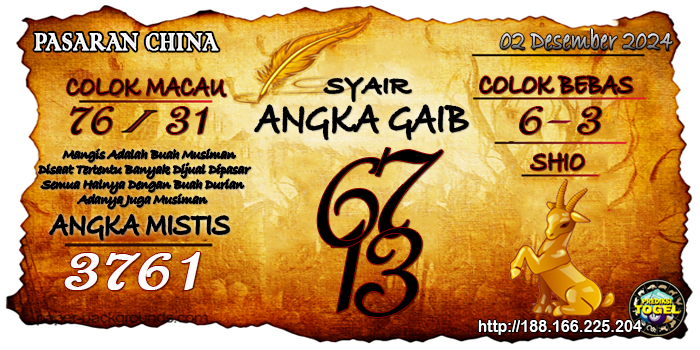 Prediksi Togel China Senin 02 Desember 2024