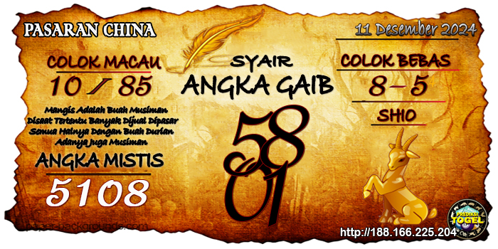 Prediksi Togel China Rabu 11 Desember 2024