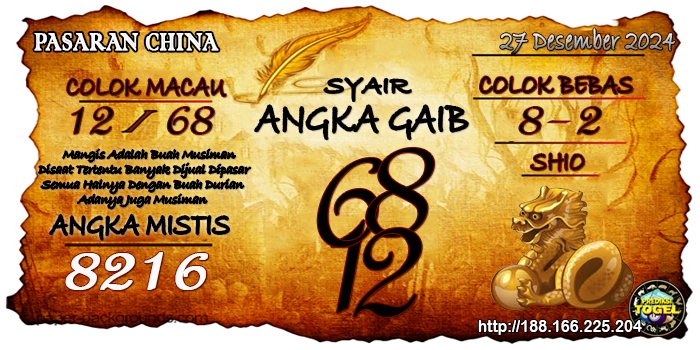 Prediksi Togel China Jumat 27 Desember 2024