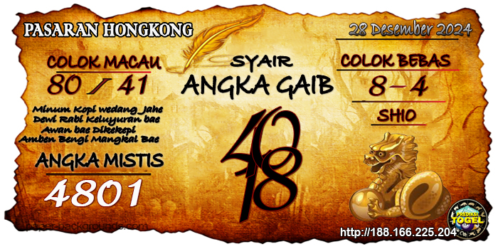 Prediksi Togel Hongkong Sabtu 28 Desember 2024