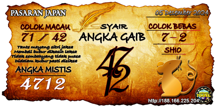 Prediksi Togel Japan Kamis 05 Desember 2024