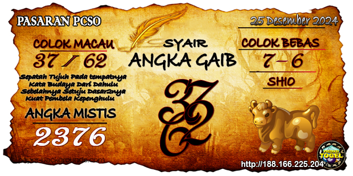 Prediksi Togel Pcso Rabu 25 Desember 2024