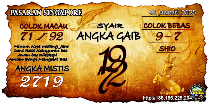 Prediksi Togel Singapore Rabu 01 Januari 2025