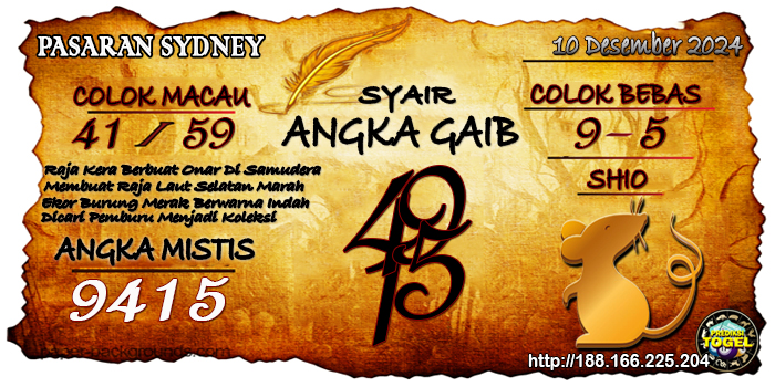 Prediksi Togel Sydney Selasa 10 Desember 2024