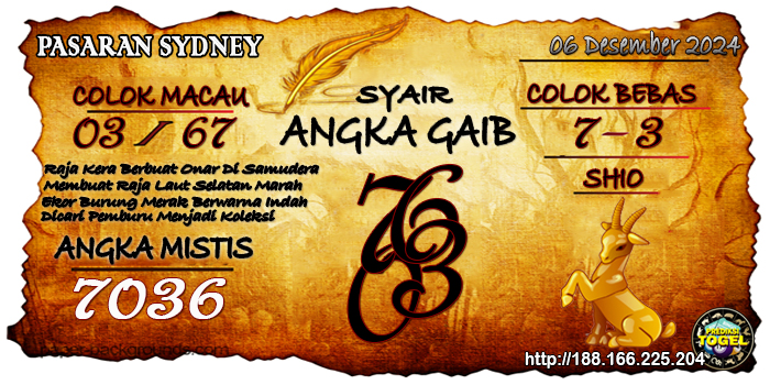 Prediksi Togel Sydney Jumat 06 Desember 2024