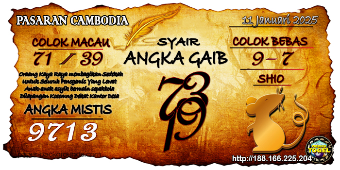 Prediksi Togel Cambodia Sabtu 11 Januari 2025