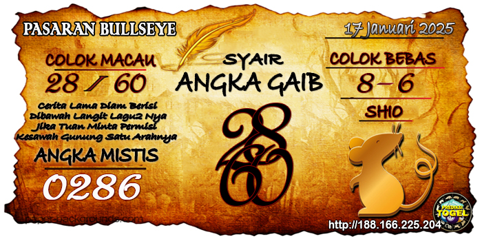 Prediksi Togel Bullseye Jumat 17 Januari 2025