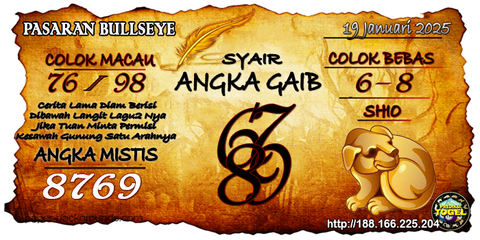 Prediksi Togel Bullseye Minggu 19 Januari 2025