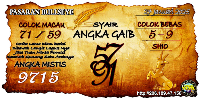 Prediksi Togel Bullseye Senin 27 Januari 2025