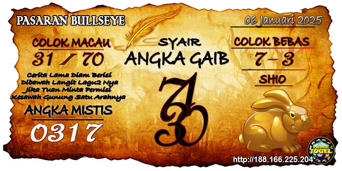 Prediksi Togel Bullseye Senin 06 Januari 2025